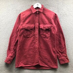 Vintage LLBean Cotton Flannel Button Shirt Women's S or XS Long Sleeve Pink Red